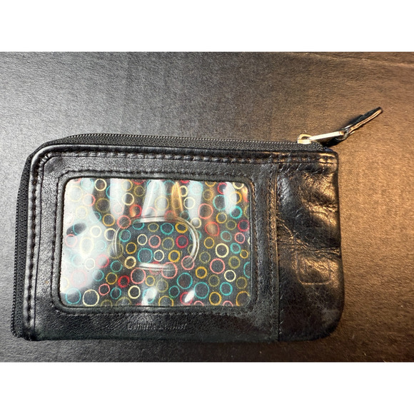 Fossil Black Leather Credit Card ID Wallet Keychain Coin Purse - Picture 5 of 9